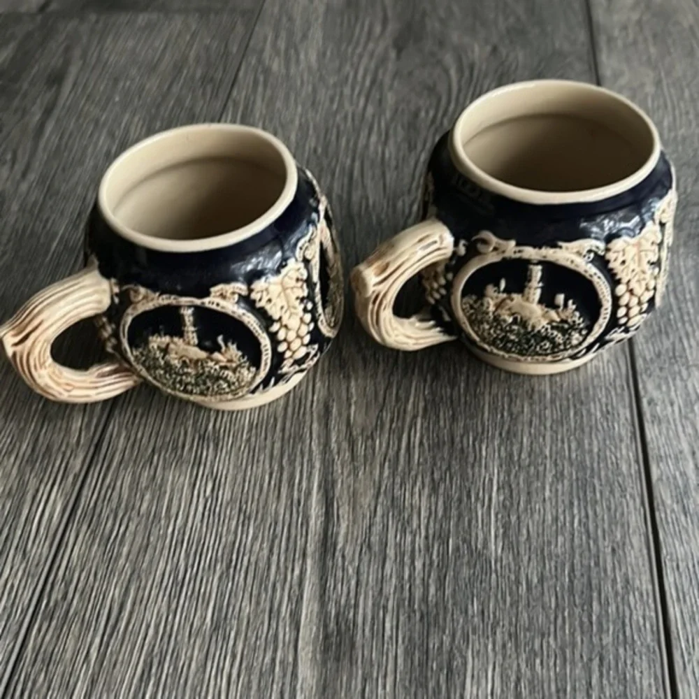 Vintage German mug Marzi Remy Stein Mug Ehrenburg Drachenfels set of 2